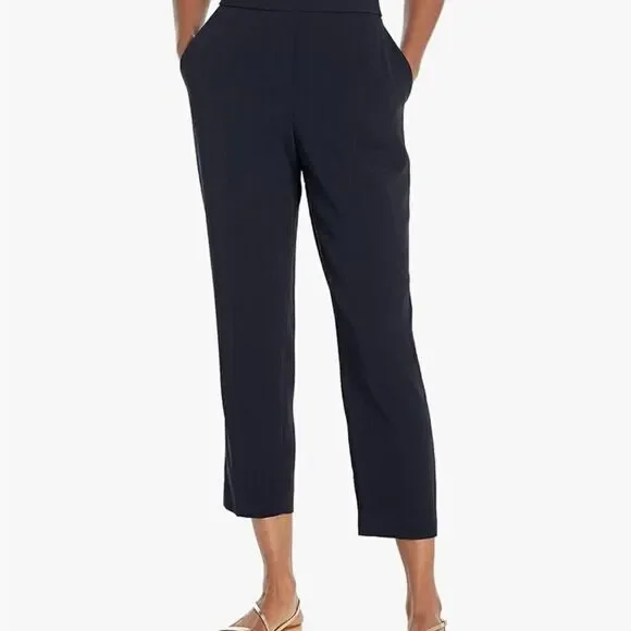 Theory Pull-On Pant in Admiral Crepe in black, Size 10 $325